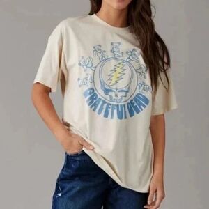 American Eagle The Grateful Dead Band Tee Cream T-Shirt Bears Aged Sz M Unisex